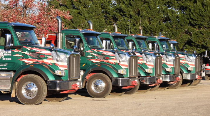 Patuxent Roll-Off trucks with flag stickers patuxent roll-off fleet with flags